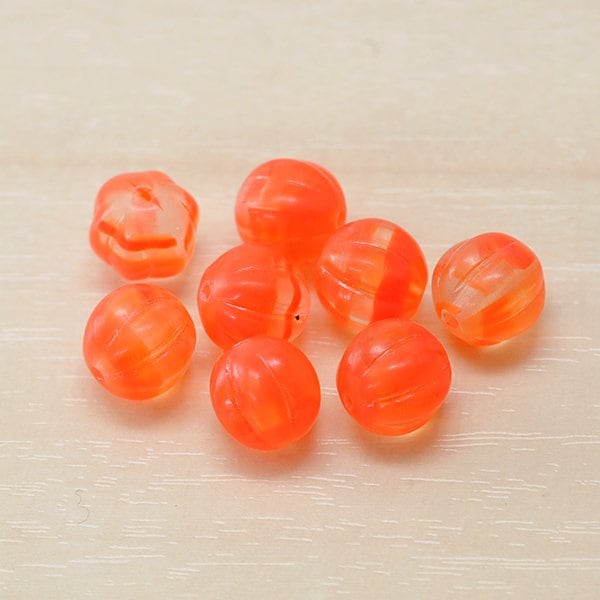 【アウトレット】チェコビーズ パンプキン８ミリ オレンジ【プレストビーズ変形/パンプキン/8mm/アクセサリーパーツ/ハンドメイドパーツ】|プレストビーズ変形|チェコビーズ