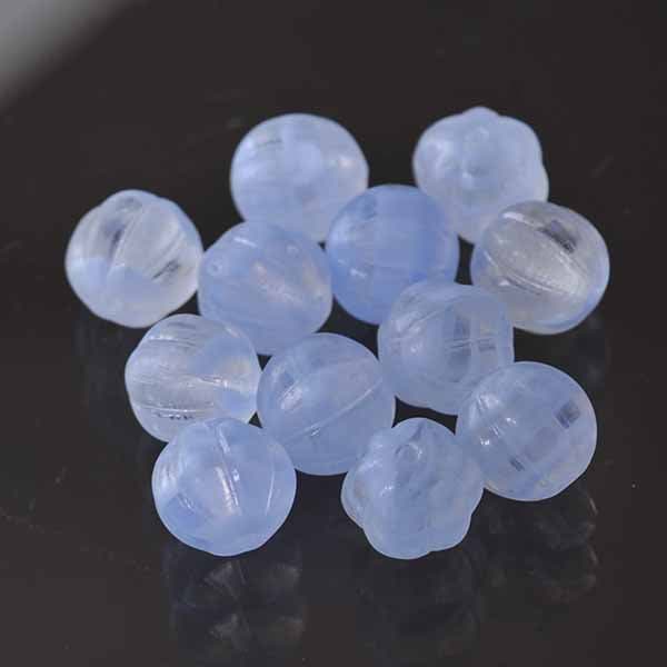 【アウトレット】チェコビーズ パンプキン８ミリ ライトブルー【プレストビーズ変形/パンプキン/8mm/アクセサリーパーツ/ハンドメイドパーツ】|プレストビーズ変形|チェコビーズ