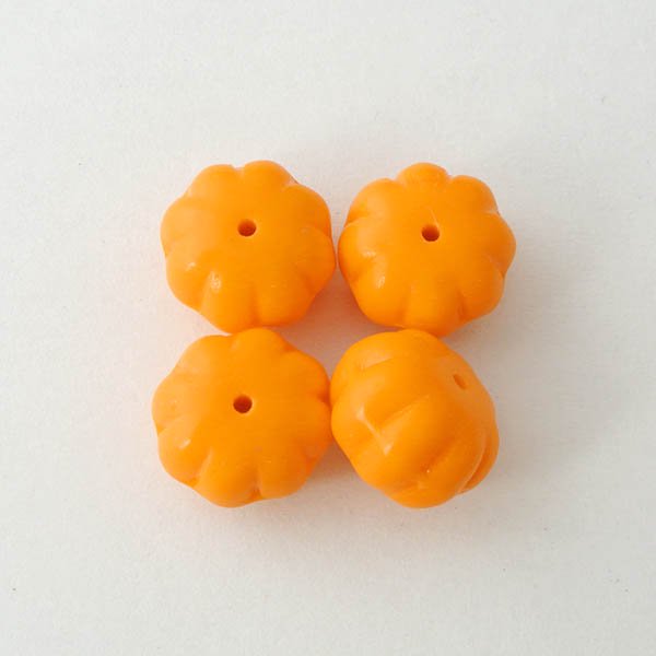 【アウトレット】チェコビーズ パンプキン8/11mm オレンジ プレストビーズ ガラス ビーズ アクセサリー ハンドメイド パーツ 手芸|プレストビーズ変形|チェコビーズ