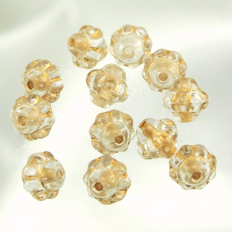 チェコビーズ UFOビーズ 6mm クリスタル・ブロンズ プレストビーズ ガラス ビーズ アクセサリー ハンドメイド パーツ 手芸|プレストビーズ変形|チェコビーズ