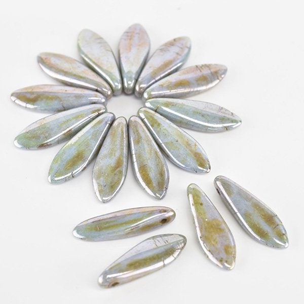 チェコビーズ ダガー 5/1 6mm ラスティ?グリーン 12個 プレストビーズ ガラス ビーズ アクセサリー ハンドメイド パーツ 手芸|プレストビーズ変形|チェコビーズ