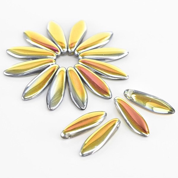チェコビーズ ダガー 5/1 6mm クリスタルマレア 12個 プレストビーズ ガラス ビーズ アクセサリー ハンドメイド パーツ 手芸|プレストビーズ変形|チェコビーズ
