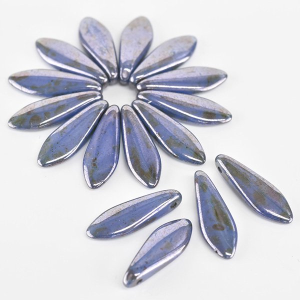 チェコビーズ ダガー 5/1 6mm ラスティ?ブルー 12個 プレストビーズ ガラス ビーズ アクセサリー ハンドメイド パーツ 手芸|プレストビーズ変形|チェコビーズ