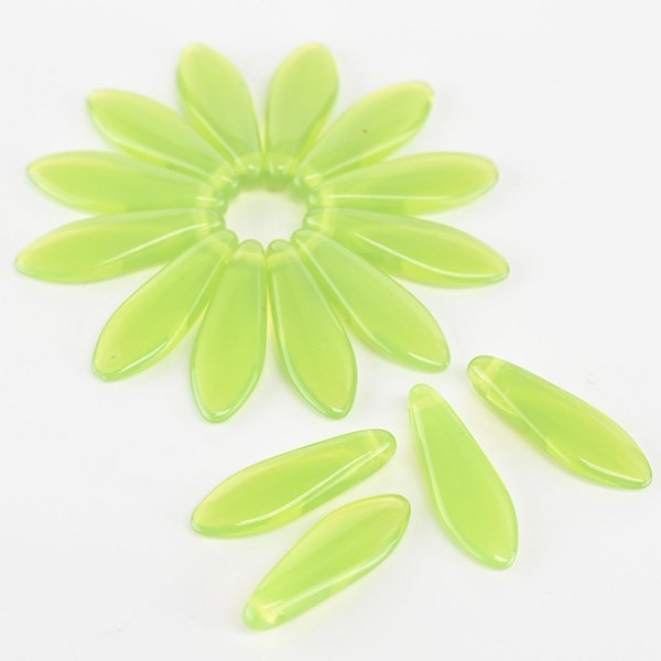チェコビーズ ダガー 5/1 6mm ペリドットオパール 12個 プレストビーズ ガラス ビーズ アクセサリー ハンドメイド パーツ 手芸|プレストビーズ変形|チェコビーズ