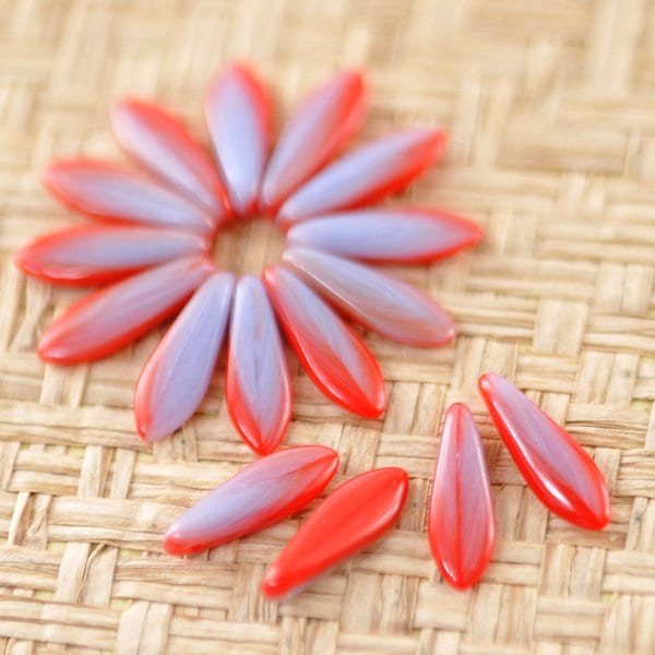 チェコビーズ ダガー 5/1 6mm レッドグレー プレストビーズ ガラス ビーズ アクセサリー ハンドメイド パーツ 手芸|プレストビーズ変形|チェコビーズ