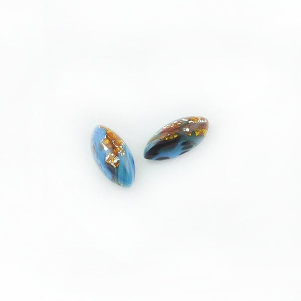 チェコビーズ ハンドメイドカボションナベット15/7mm ブルー【ハンドメイドカボション/ナベット/15×7mm/アクセサリーパーツ/ハンドメイドパーツ】|ハンドメイドカボション|チェコビーズ