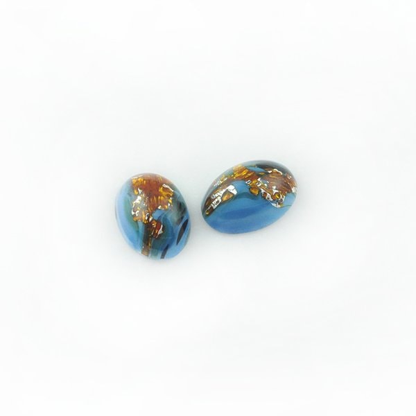チェコビーズ ハンドメイド カボション オーバル14/10mm ブルー  ビーズ アクセサリー ハンドメイド パーツ 手芸|ハンドメイドカボション|チェコビーズ