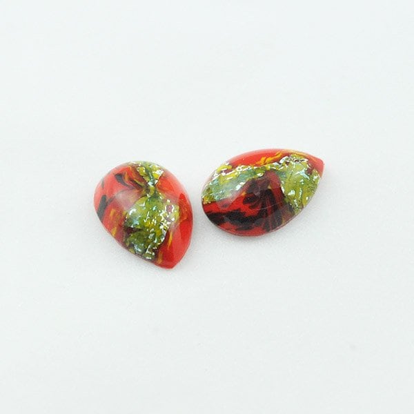 【アウトレット】チェコビーズ ハンドメイドカボションドロップ18/13mm レッド【ハンドメイドカボション/ドロップ/18×13mm/アクセサリーパーツ/ハンドメイドパーツ】|ハンドメイドカボション|