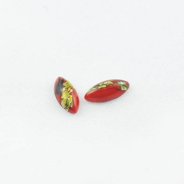チェコビーズ ハンドメイドカボションナベット15/7mm レッド【ハンドメイドカボション/ナベット/15×7mm/アクセサリーパーツ/ハンドメイドパーツ】|ハンドメイドカボション|チェコビーズ
