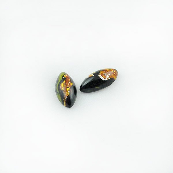 チェコビーズ ハンドメイドカボションナベット15/7mm ブラック【ハンドメイドカボション/ナベット/15×7mm/アクセサリーパーツ/ハンドメイドパーツ】|ハンドメイドカボション|チェコビーズ