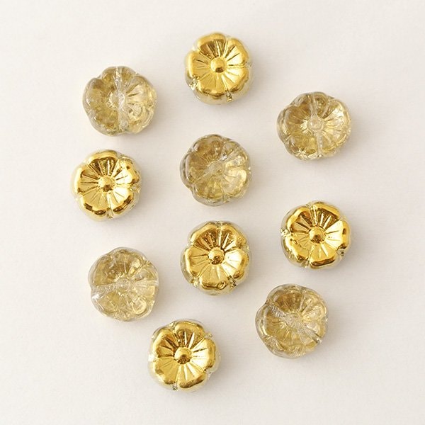 チェコビーズ プラムビーズ9mm アンバー フラワー&リーフ ガラス ビーズ アクセサリー ハンドメイド パーツ 手芸|フラワー&リーフ|チェコビーズ