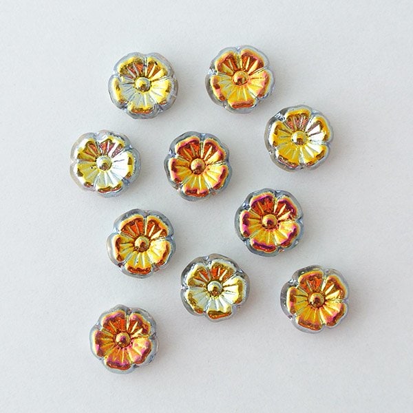 チェコビーズ プラムビーズ9ミリ ジェットヴィトレイル【フラワー&リーフ/プラム/9mm/アクセサリーパーツ/ハンドメイドパーツ】|フラワー&リーフ|チェコビーズ