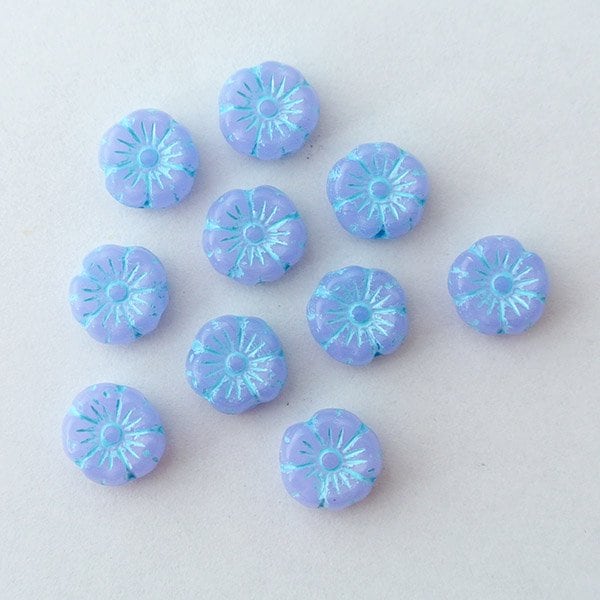 チェコビーズ プラムビーズ9ミリ ラベンダー・ブルー【フラワー&リーフ/プラム/9mm/アクセサリーパーツ/ハンドメイドパーツ】|フラワー&リーフ|チェコビーズ