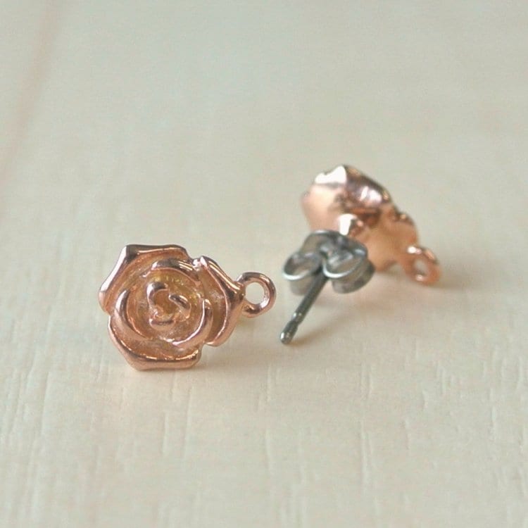 【アウトレット】ピアス　バラカン付チタン ピンクゴールド【金具・チェーン/ピアス/アクセサリーパーツ/ハンドメイドパーツ】|金具・チェーン|アクセサリーパーツ