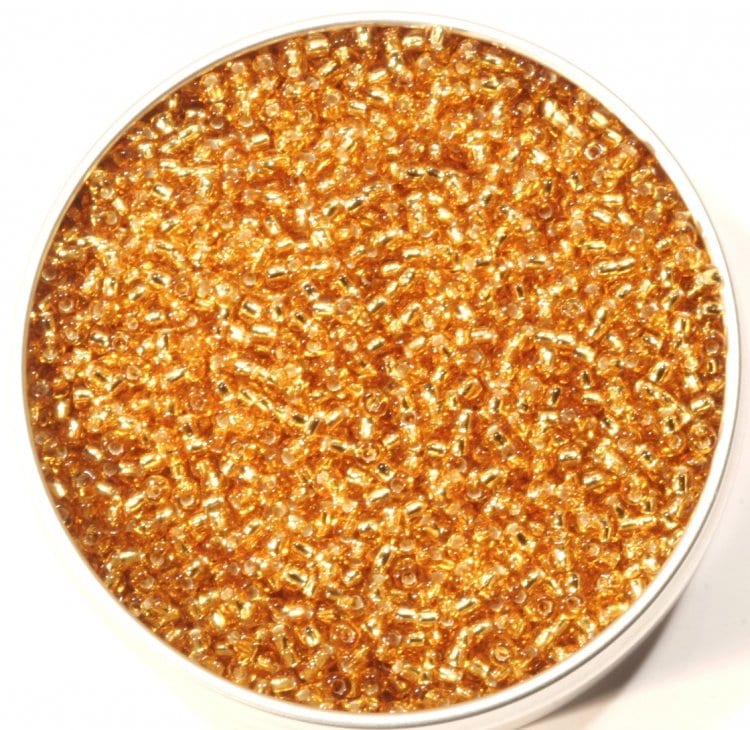 チェコビーズ ロカイル9/0 トパーズシルバーライン【シードビーズ/ロカイル/9/0（約2.5mm）】|シードビーズ|チェコビーズ