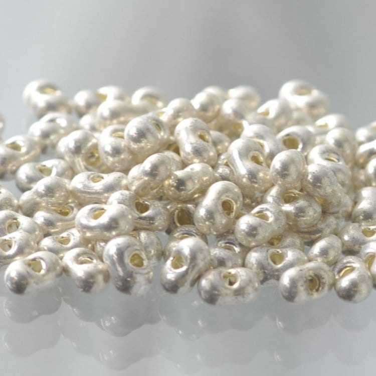 チェコビーズ ファルファーレ大 パラジウム【シードビーズ/ファルファーレ/3.2×6.5mm】|ファルファーレ|チェコビーズ