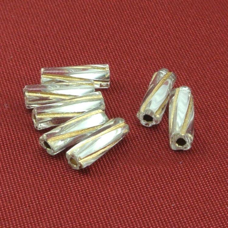 チェコビーズ スーパーツイストコローラ大 シルバーライン／ブロンズ【シードビーズ/スーパーツイストコローラ/10×3.5mm】|シードビーズ|チェコビーズ