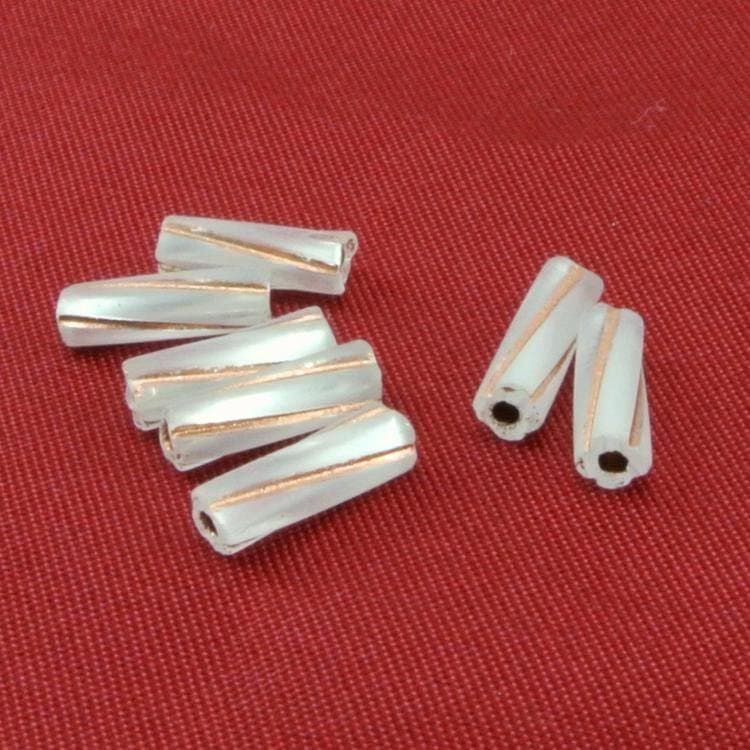 チェコビーズ スーパーツイストコローラ大 シルバーライン／コパーマット【シードビーズ/スーパーツイストコローラ/10×3.5mm】|シードビーズ|チェコビーズ