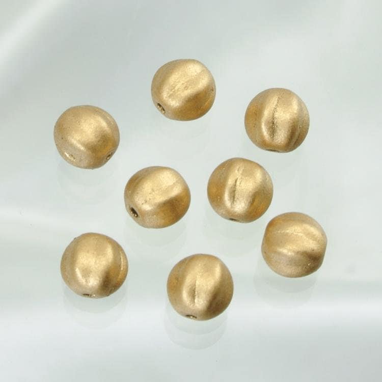 チェコビーズ パンプキン 6mm アンティークゴールド プレストビーズ ガラス ビーズ アクセサリー ハンドメイド パーツ 手芸|プレストビーズ変形|チェコビーズ