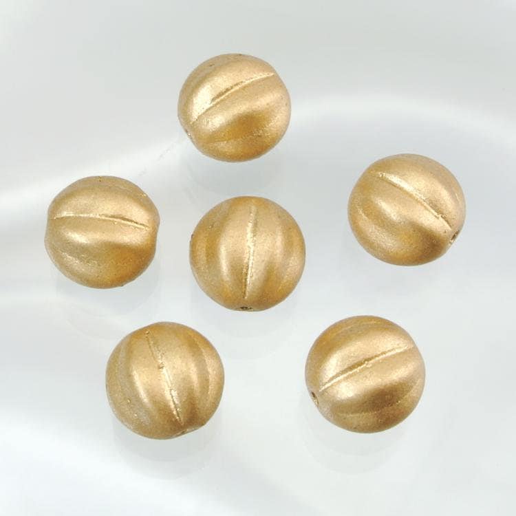 チェコビーズ パンプキン 8mm アンティークゴールド プレストビーズ ガラス ビーズ アクセサリー ハンドメイド パーツ 手芸|プレストビーズ変形|チェコビーズ