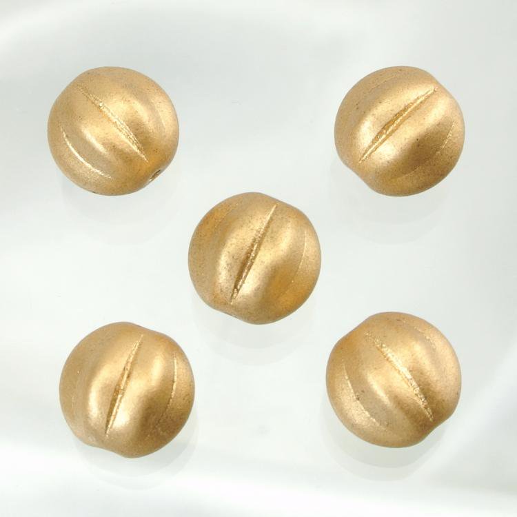 チェコビーズ パンプキン10mm アンティークゴールド プレストビーズ ガラス ビーズ アクセサリー ハンドメイド パーツ 手芸|プレストビーズ変形|チェコビーズ