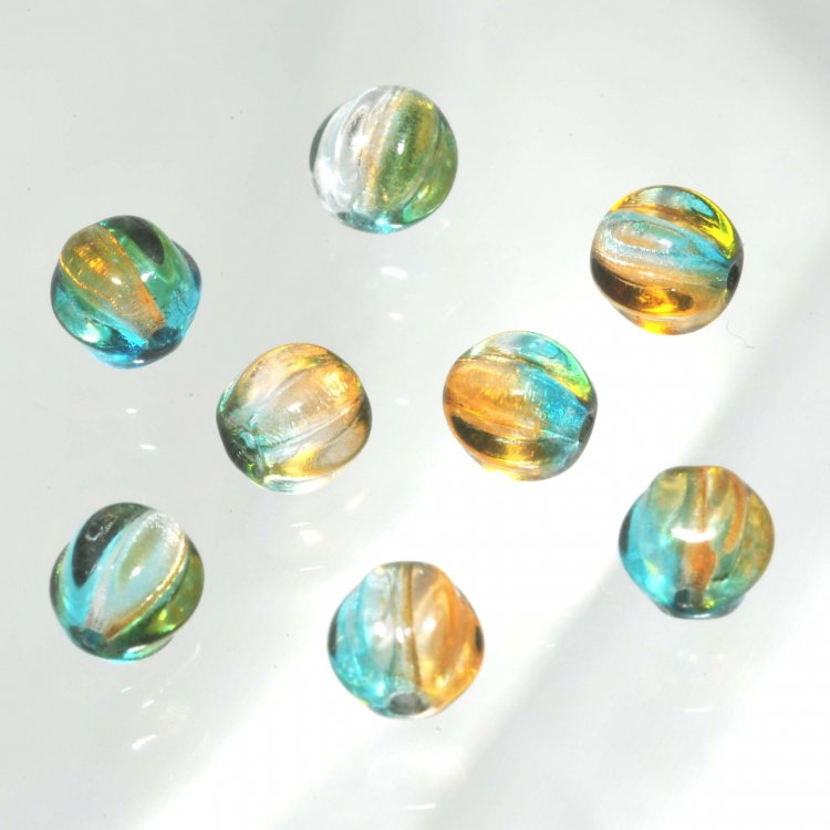 チェコビーズ パンプキン 6mm ジャマイカグリーン プレストビーズ ガラス ビーズ アクセサリー ハンドメイド パーツ 手芸|プレストビーズ変形|チェコビーズ