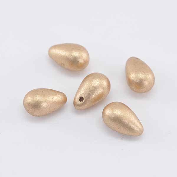 チェコビーズ ＰＢドロップ6/9ミリ アンティークゴールド【プレストビーズ変形/ドロップ/6×9mm】|プレストビーズ変形|チェコビーズ