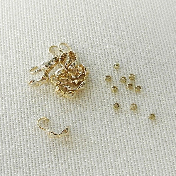 大人気 ボールチップ＋つぶし玉 10セット ゴールド ネックレス用