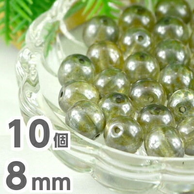 チェコビーズ ラウンド型  10個 8mm 緑 グリーン 丸 ラウンド ネックレス ピアス イヤリング ハンドメイド グリーン系 素材 チェコガラス|チェコビーズ