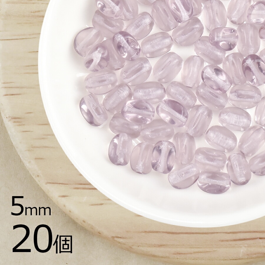 【アウトレット】【20個】３面プレスト オーバル 三角 ライトアメジスト 紫系 パープル 約5mm ハンドメイド 手芸 材料 ピアス ネックレス チェコガラス|チェコビーズ
