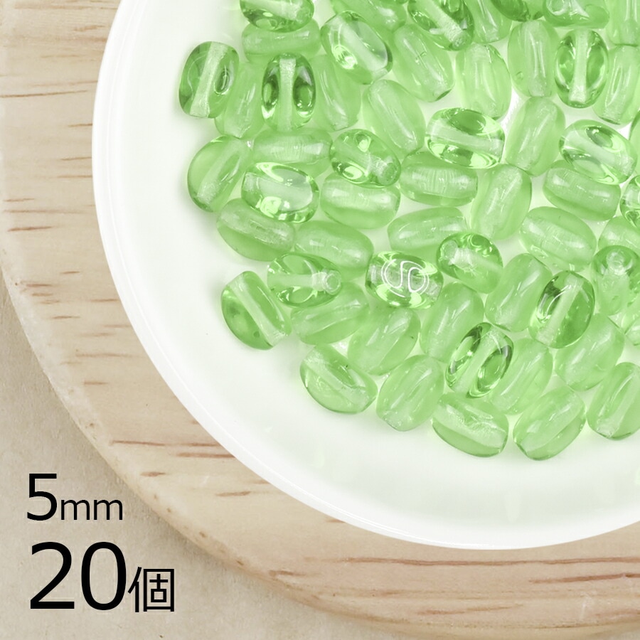 【アウトレット】【20個】3面プレスト オーバル 三角 ペリドット 緑系 グリーン 約5mm ハンドメイド 手芸 材料 ピアス ネックレス チェコガラス|プレストビーズ変形|チェコビーズ