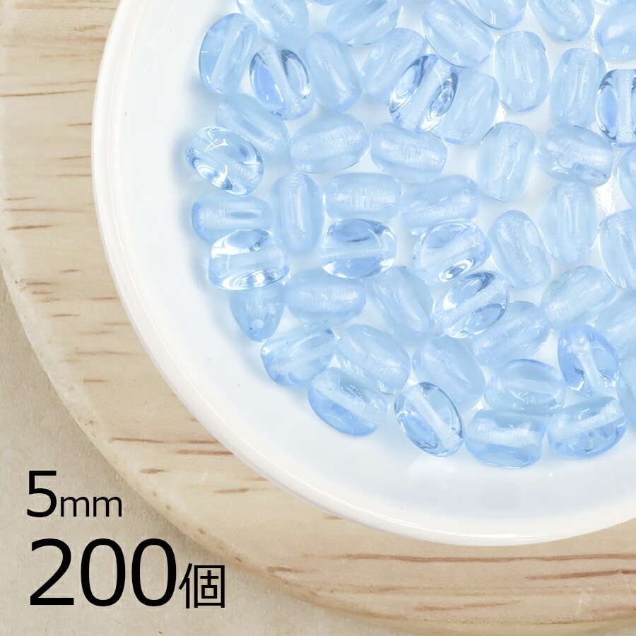 【まとめ買い割引】【200個】3面プレスト オーバル 三角 アクアマリン 青系 ブルー 約5mm ハンドメイド 手芸 材料 チェコガラス|チェコビーズ