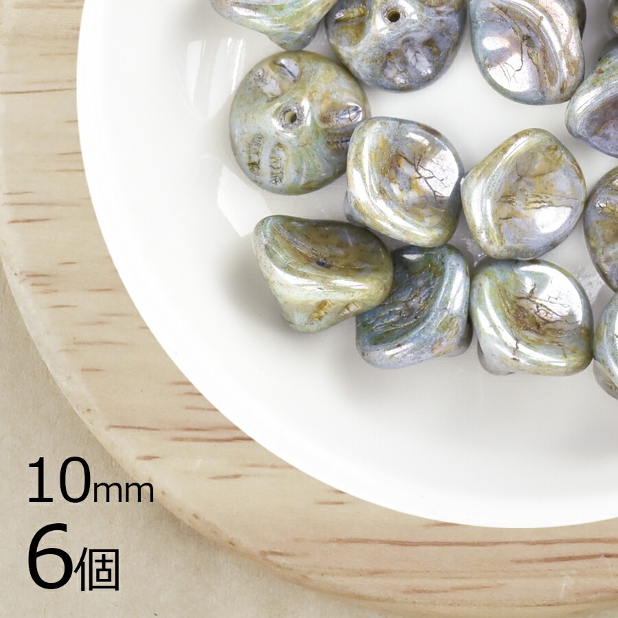 【6個】チェコビーズ ベルフラワー マーブルグレー グレー系 グレイ 約10mm ハンドメイド 手芸 材料 ピアス ネックレス チェコガラス|チェコビーズ