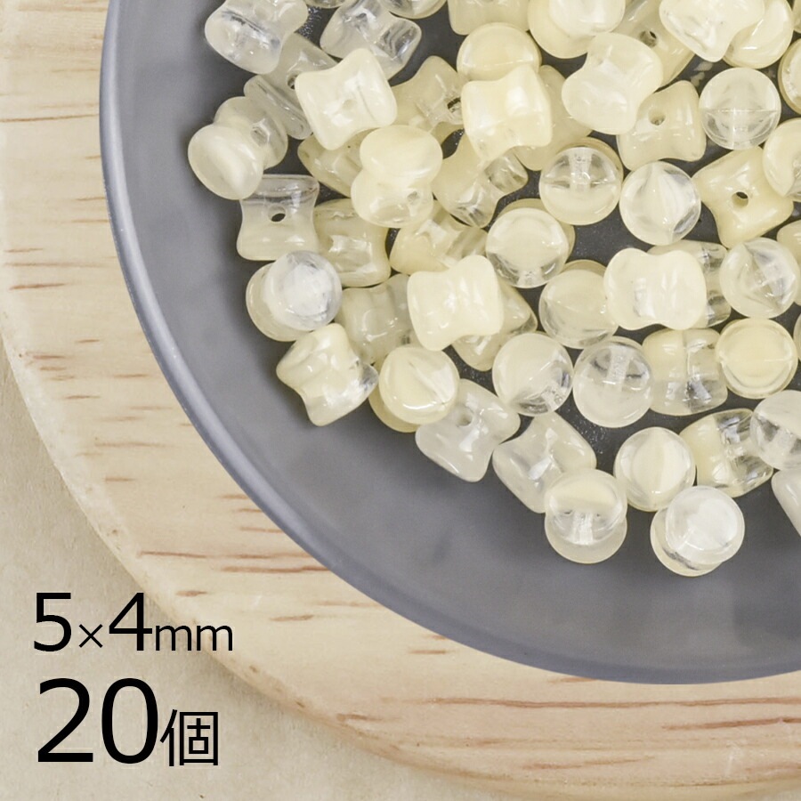 【アウトレット】【20個】チェコビーズ ペレット ミルキークリスタル 透明系 クリア 約5mm×4mm ハンドメイド 手芸 材料 ピアス ネックレス チェコガラス|チェコビーズ