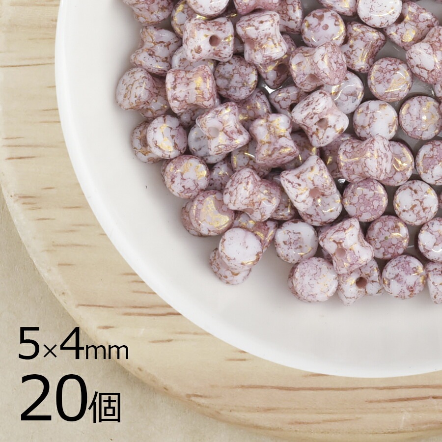 【アウトレット】【20個】チェコビーズ ペレット レッドマーブル 赤系 レッド 約5mm×4mm ハンドメイド 手芸 材料 ピアス ネックレス チェコガラス|チェコビーズ