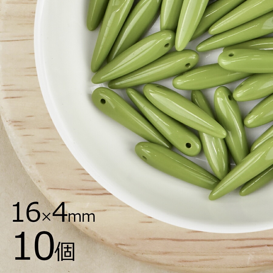 【10個】チェコビーズ ソーン グリーン 緑系 グリーン 約1 6mm×4mm ハンドメイド 手芸 材料 ピアス ネックレス チェコガラス|チェコビーズ