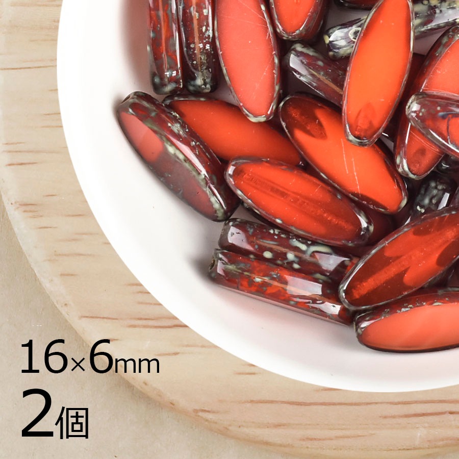 【2個】チェコビーズ テーブルカット オーバル オペークレッド 赤系 1 6mm×6mm ハンドメイド 手芸 材料 ピアス ネックレス チェコガラス|チェコビーズ