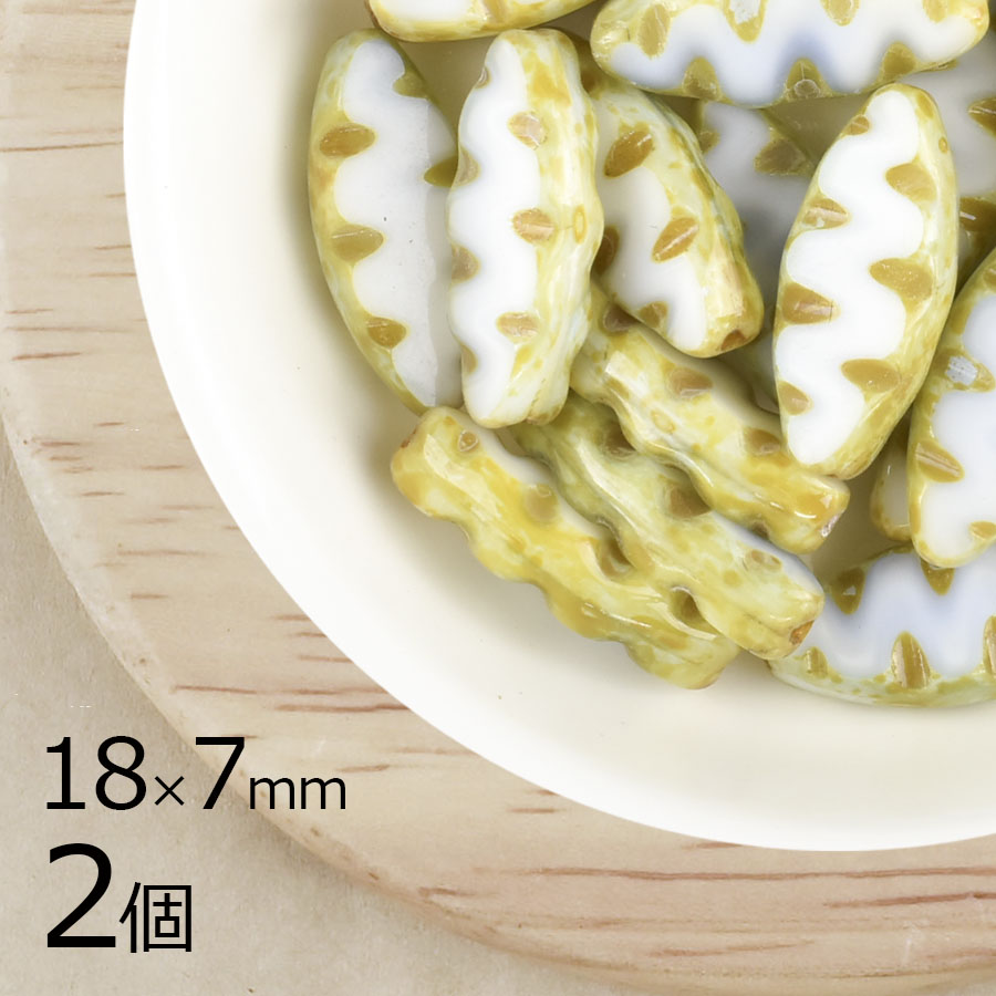 【2個】チェコビーズ テーブルカット オーバル ホワイト 白系 1 8mm×7mm ハンドメイド 手芸 材料 ピアス ネックレス チェコガラス|テーブルカット|チェコビーズ