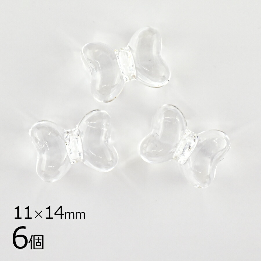 【アクリルビーズ】【6個】リボン アクリル クリア 透明系 約11 × 14mm ハンドメイド 手芸 手作り 材料 素材|その他