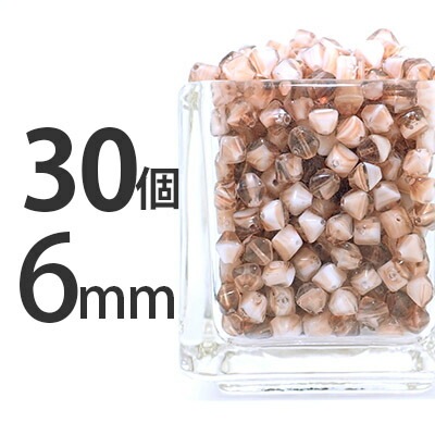 【30個】 チェコビーズ スクエア ソロバン バイコーン 6mm×6mm ブラウンブラウンマーブルビーズ ガラスビーズ パーツ|チェコビーズ