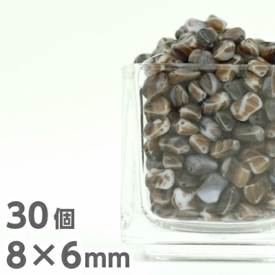 【アウトレット】手芸 30個  8mm×6mm×4.5mm 茶色 ブラウン ホワイト 白 ドロップ しずく ソロバン ネックレス ピアス イヤリング ハンドメイド カットガラス ブラウン×ホワイト|チ
