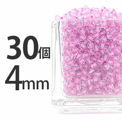 【30個】 チェコビーズ スクエア ソロバン バイコーン 4mm クリア ピンク ナツメクリスタル×ピンクラインビーズ ガラスビーズ パーツ