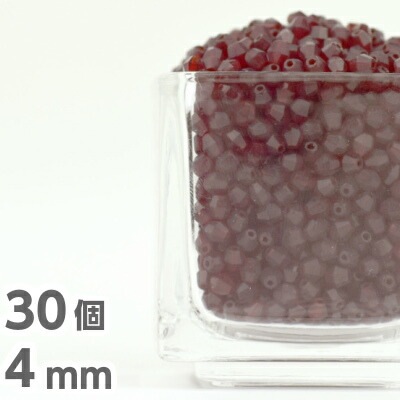 【30個】 チェコビーズ スクエア ソロバン バイコーン 4mm 赤 レッド ナツメシャム ヴィンテージビーズ ガラスビーズ パーツ|チェコビーズ
