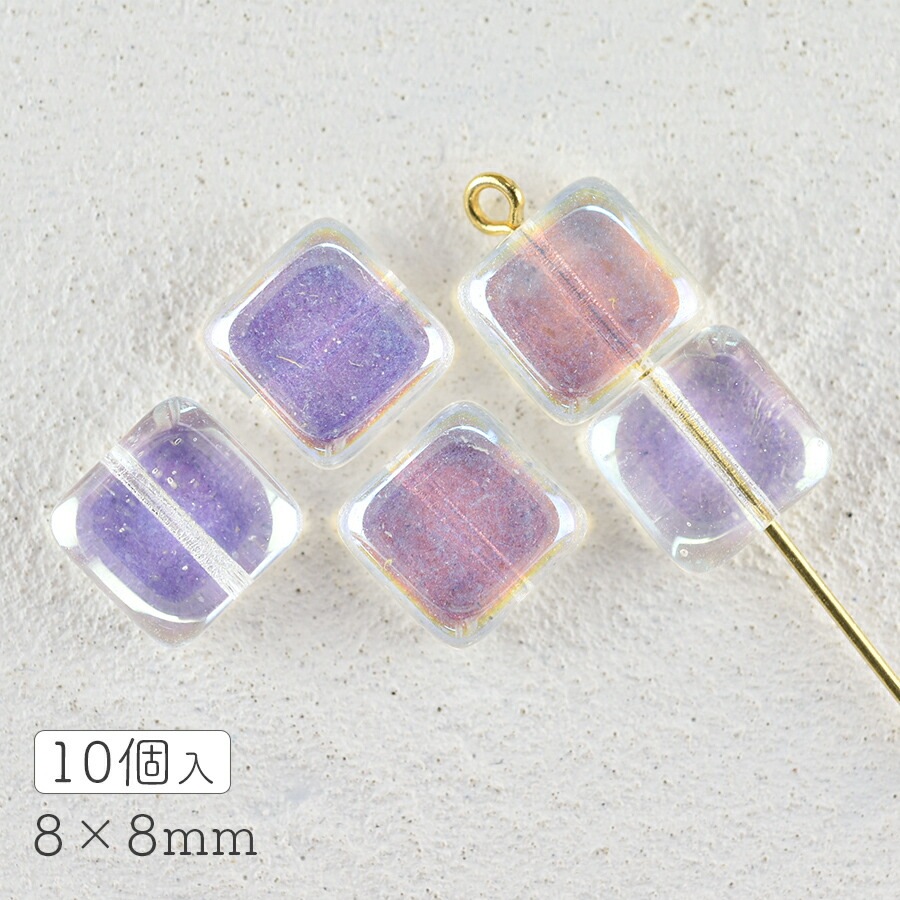 大人気 【チェコビーズ スクエア】【10個】【クリスタルAB 透明系  