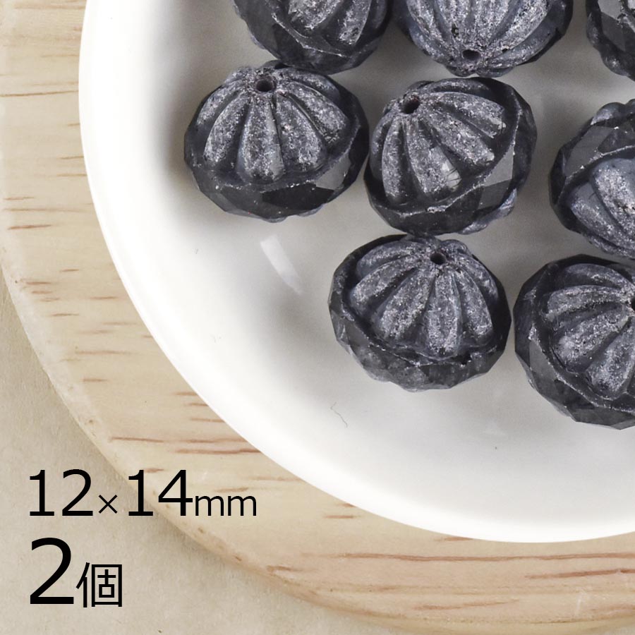 【2個】ファイアポリッシュ アラベスクボール ファイアポリッシュ アラベスクボール ブラックマット 黒系 ブラック 約12×14mm ハンドメイド 手芸 手作り 材料 素材|ファイアポリッシュ変形|チ
