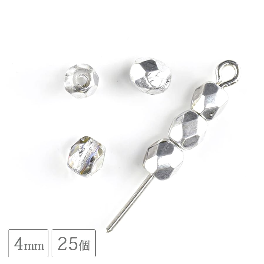 小物・アクセサリー mm 大人気 チェコビーズ FP 約4mm 25個 クリスタルキャル ファイア