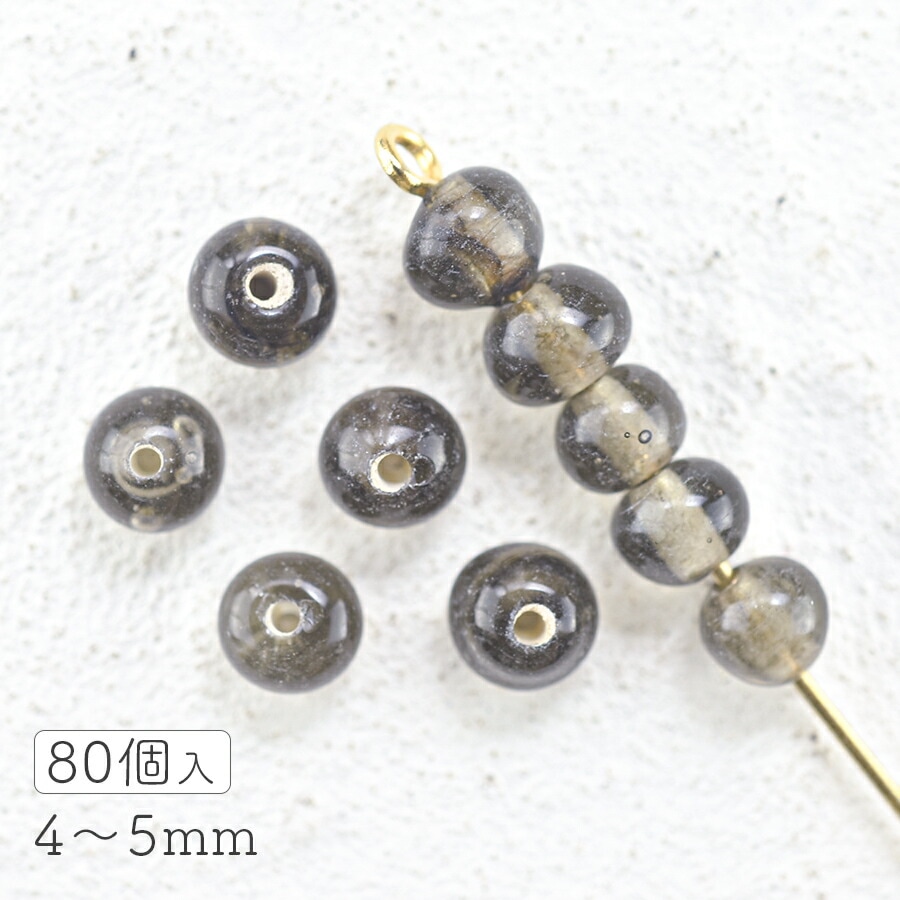 No.195 チェコビーズ ブラウンのグラデーションピアス ハンドメイド