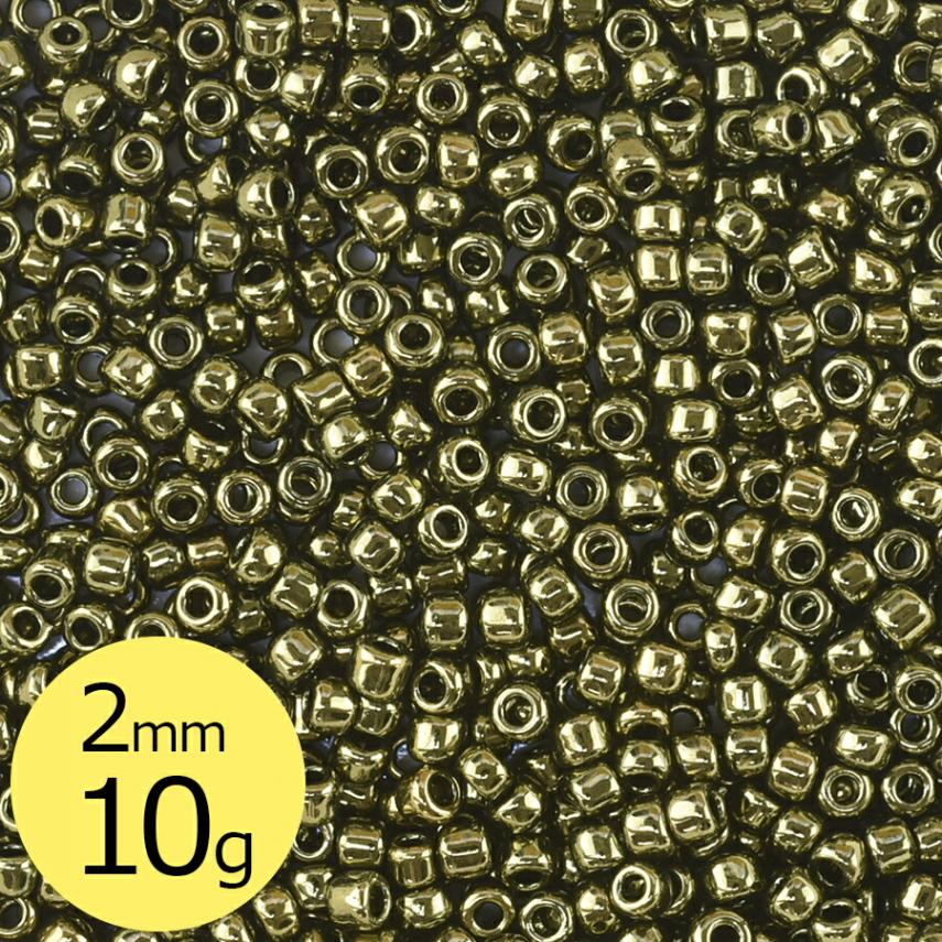 【ビーズ シードビーズ ガラスビーズ 松野グラスビーズ 丸小ビーズ】【10g】【メタリック オリーブ】【約2mm】 アクセサリー ハンドメイド 手芸 手作り|ロカイル12/0丸小 10g単品|松野グラ