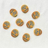 チェコビーズ ファニーフェイス16/13mm オレンジ・ブルー【プレストビーズ変形/モチーフ/16×13mm/アクセサリーパーツ/ハンドメイドパーツ】|プレストビーズ変形|チェコビーズ