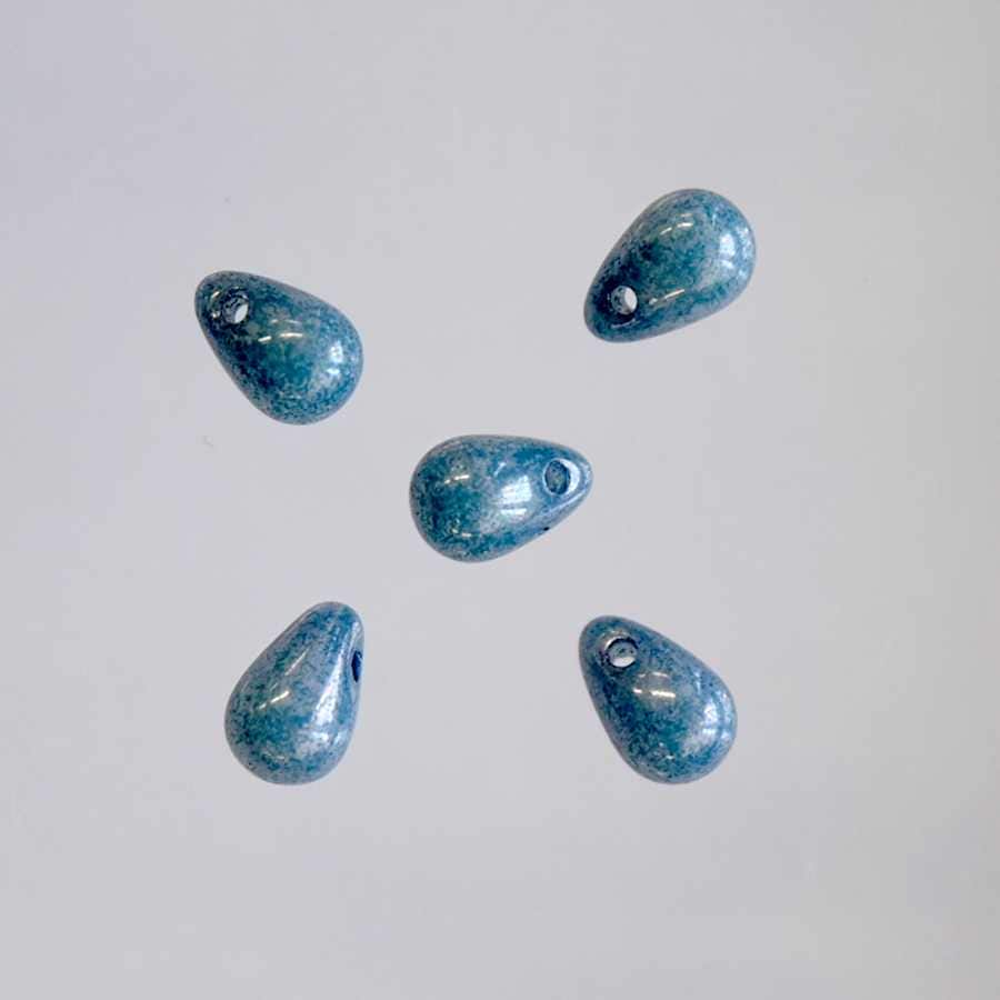 ＰＢドロップ４／６ｍｍ　オパックブルーラスター|プレストビーズ変形|チェコビーズ